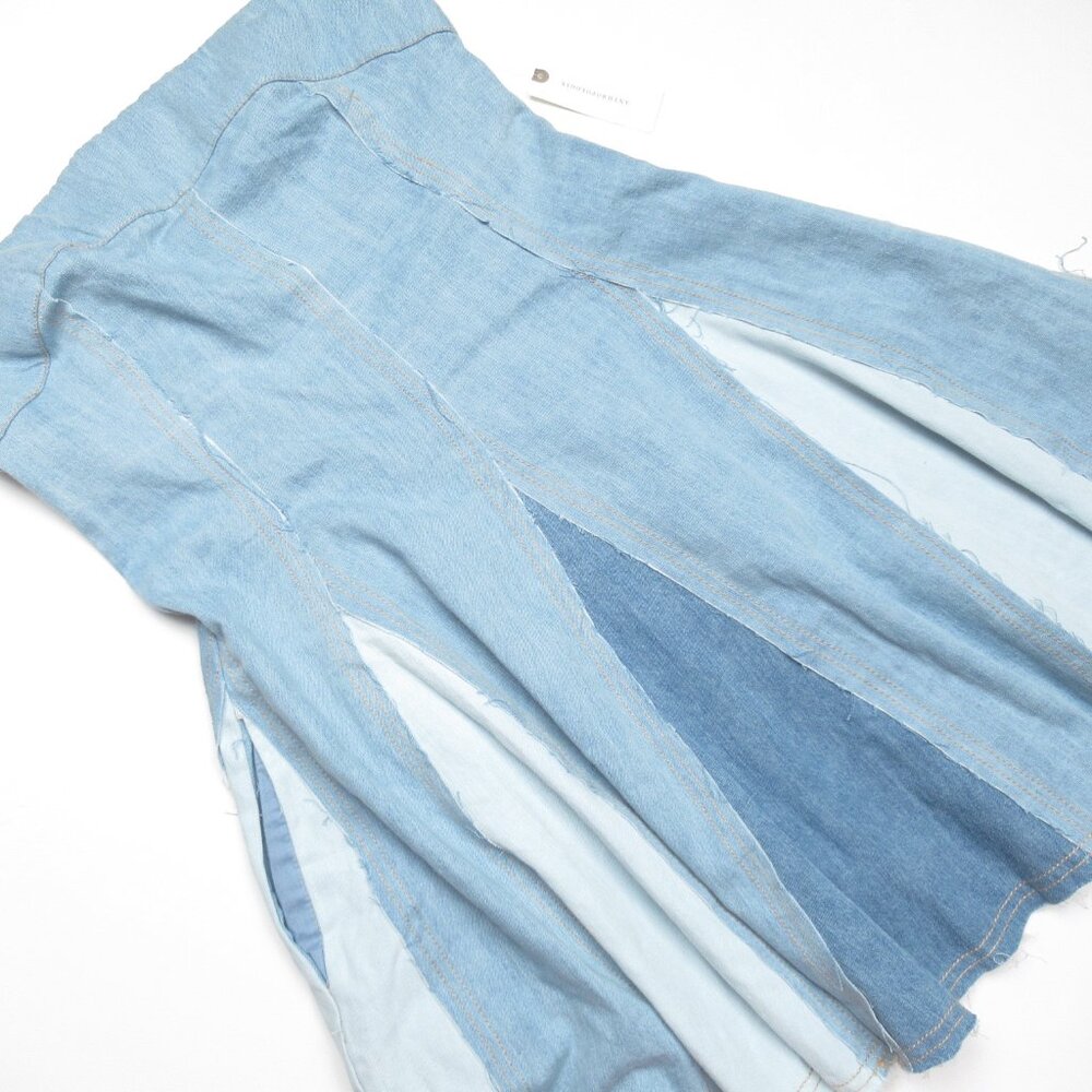 Anthropologie Pilcro Strapless Seamed Denim Mini Dress Light Blue Medium - Picture 5 of 10